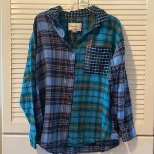 NWT AE Lounge: Plaid Flannel ButtonUp - Size Small